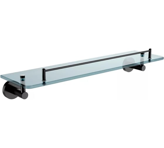 Изображение товара Полка стеклянная VIEIR 1-ярусная, настенная, держатели из нержавеющей стали, цвет черный, V5521-C