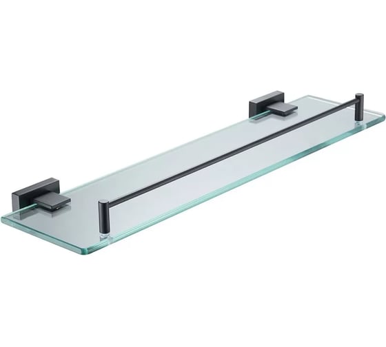 Изображение товара Полка стеклянная VIEIR настенная 1-ярусная, нержавеющая сталь, черный, для ванной комнаты, V5021-C