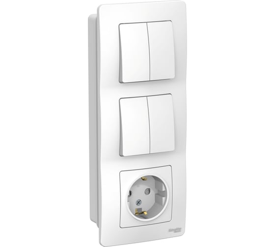 Изображение товара Розетка+выключатель Systeme Electric Blanca внутр Бел з/к шт 16А, 250В+выкл 2кл.+выкл 2кл. SE BLNBS102201