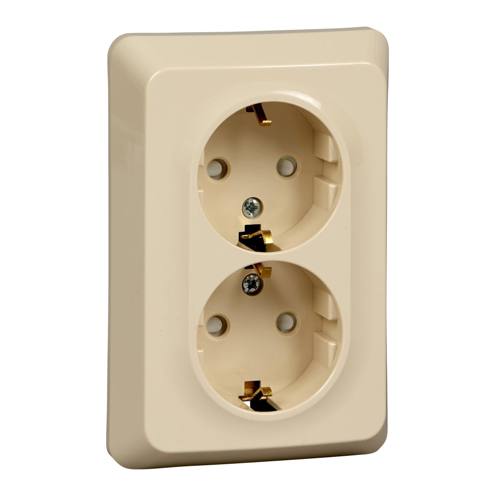 Изображение товара Розетка Systeme Electric Этюд Крем 2-ая с заземлением защитными шторками 16А 250В