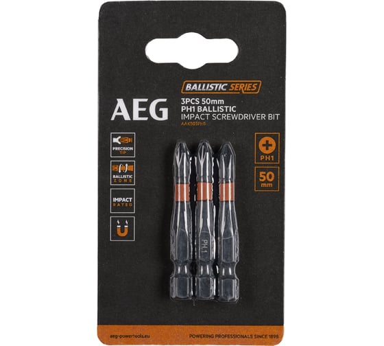 Изображение товара Биты ударные AAK503PH1 (3 шт; PH1; 50 мм) AEG 4932479180