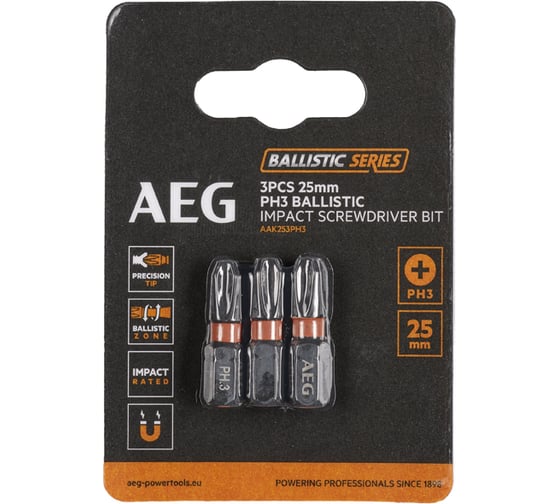 Изображение товара Биты ударные AAK253PH3 (3 шт; PH3; 25 мм) AEG 4932479169