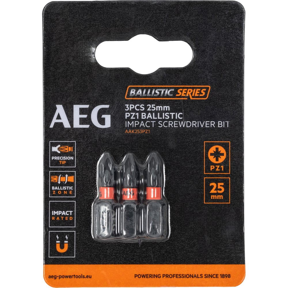 Изображение товара Биты ударные AAK253PZ1 AEG 25 мм PZ1 (3 шт) с магнитным наконечником Изображение товара Биты ударные AAK253PZ1 AEG 25 мм PZ1 (3 шт) с магнитным наконечником