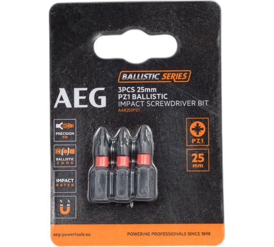 Изображение товара Биты ударные AAK253PZ1 (3 шт; PZ1; 25 мм) AEG 4932479170