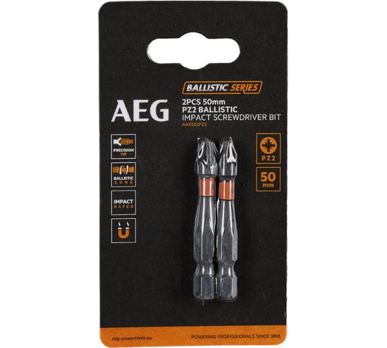 Изображение товара Биты ударные AAK502PZ2 (2 шт; PZ2; 50 мм) AEG 4932479166
