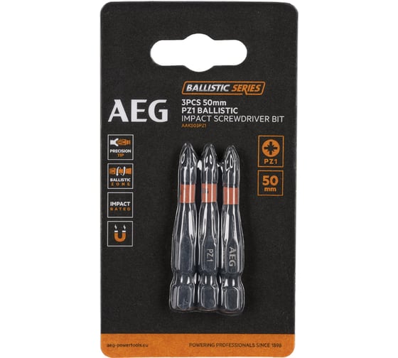 Изображение товара Биты ударные AAK503PZ1 (3 шт; PZ1; 50 мм) AEG 4932479183