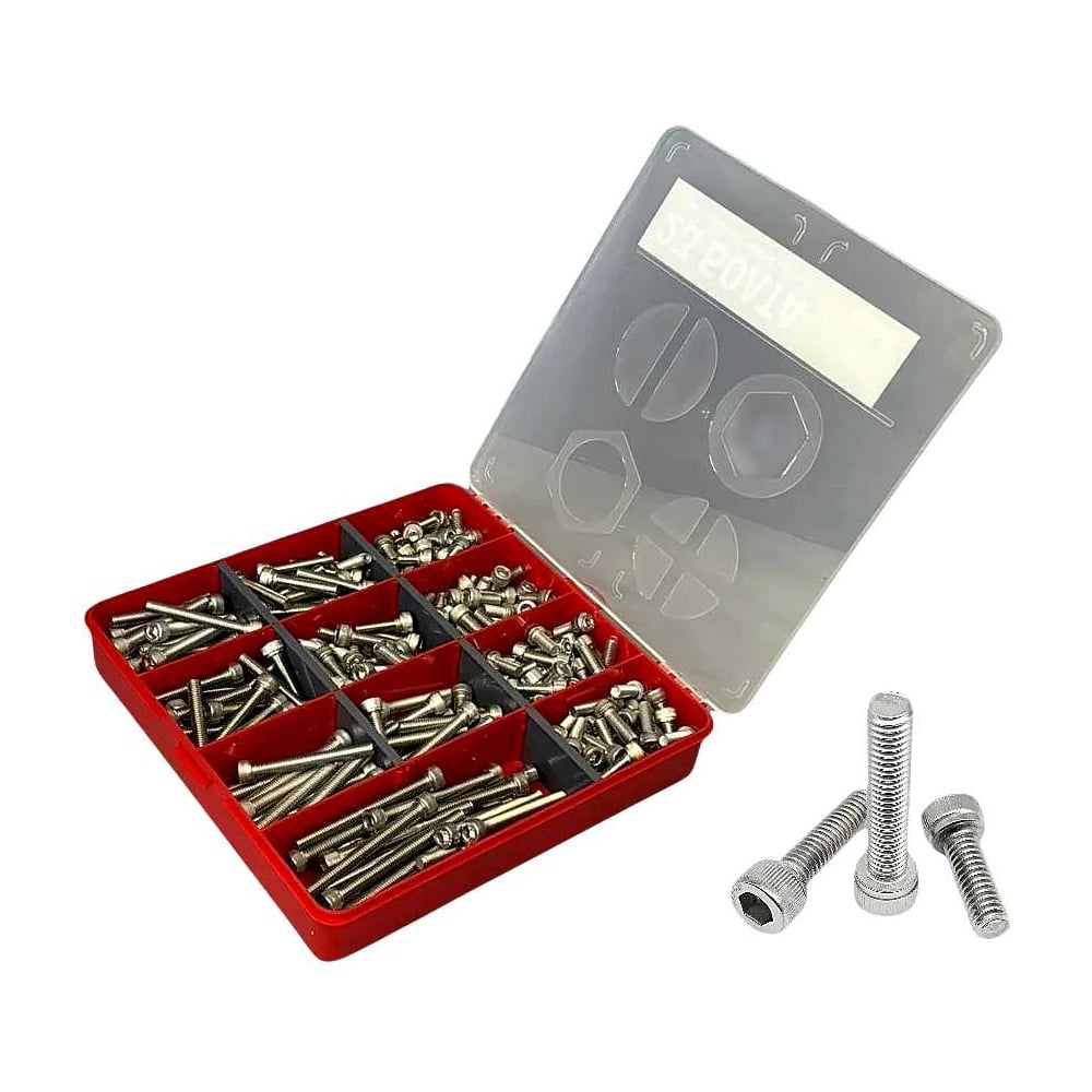 Изображение товара Набор винтов нержавеющих М5 и М6 DIN 912 в органайзере 4 шт