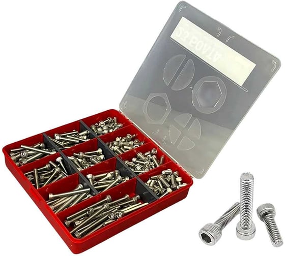 Изображение товара Винты нержавеющие 23 Болта М5 и М6 DIN912 в органайзере набор 4 20000064