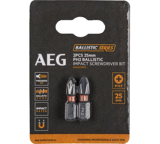 Изображение товара Биты ударные AAK252PH2 (2 шт; PH2; 25 мм) AEG 4932479164