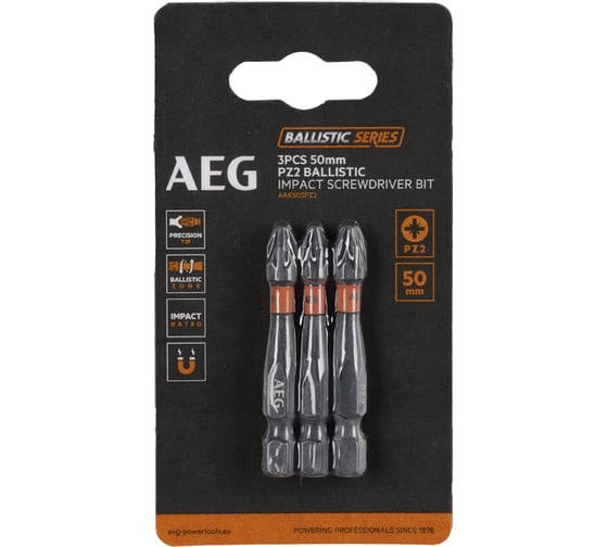 Изображение товара Биты ударные AAK503PZ2 (3 шт; PZ2; 50 мм) AEG 4932479184