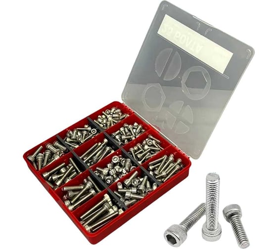 Изображение товара Винты нержавеющие 23 Болта М6 и М8 DIN912 в органайзере набор 5 20000065