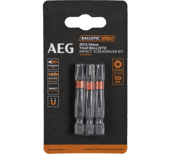 Изображение товара Биты ударные AAK503TX40 (3 шт; TX40; 50 мм) AEG 4932479190
