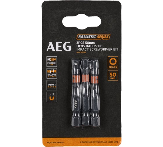 Изображение товара Биты ударные AAK503H5 (3 шт; HEX5; 50 мм) AEG 4932479193