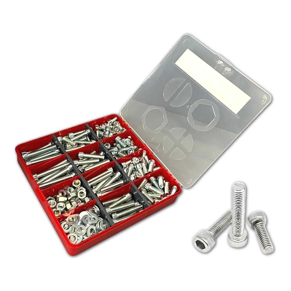 Изображение товара Винты М8 с гайками и шайбами, 315 штук в органайзере