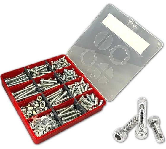 Изображение товара Винты 23 Болта М8 (+гайка,шайба) ОЦ 8.8 DIN912 в органайзере набор 2 20000094