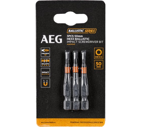 Изображение товара Биты ударные AAK503H3 (3 шт; HEX3; 50 мм) AEG 4932479191