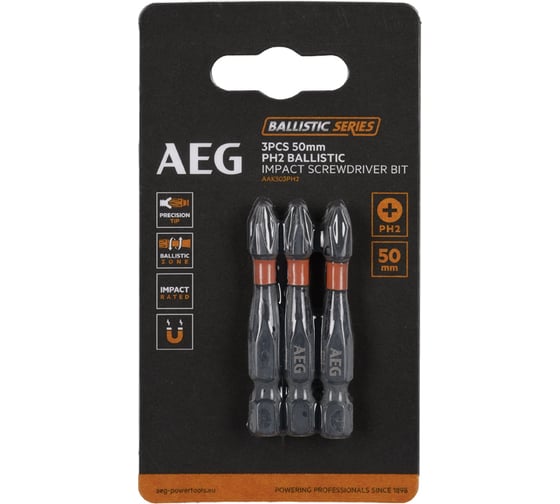 Изображение товара Биты ударные AAK503PH2 (3 шт; PH2, 50 мм) AEG 4932479181
