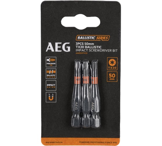 Изображение товара Биты ударные AAK503TX20 (3 шт; TX20; 50 мм) AEG 4932479187