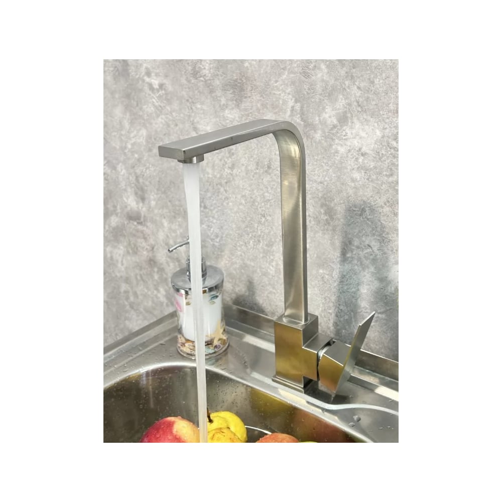 Изображение товара Смеситель для кухни квадратный высокий однорычажный ViEiR сатин V15021