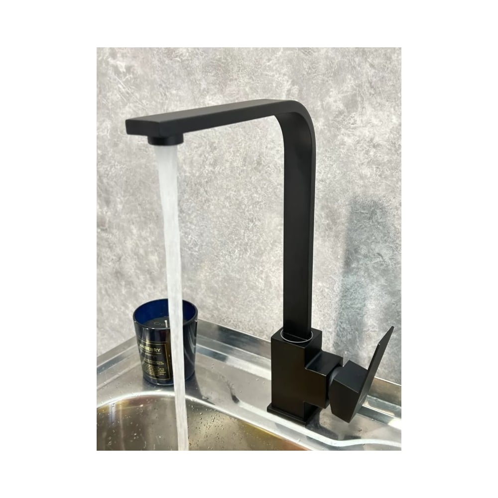 Изображение товара Смеситель для кухни ViEiR квадратный высокий однорычажный из нержавеющей стали черный