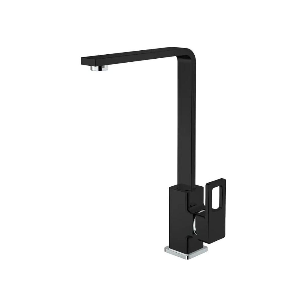 Изображение товара Высокий квадратный смеситель для кухни ViEiR с поворотным изливом черный матовый