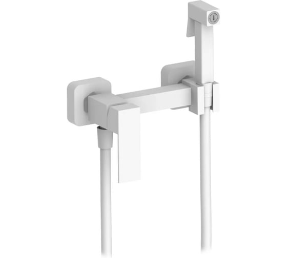 Изображение товара Смеситель однорычажный ViEiR с гигиеническим душем белый настенный комплект для биде V362552-F