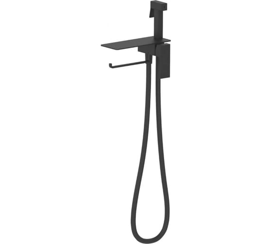 Изображение товара Смеситель встроенный ViEiR с гигиеническим душем полкой и держателем полотенца черный матовый для биде и гигиенического душа V393052-C