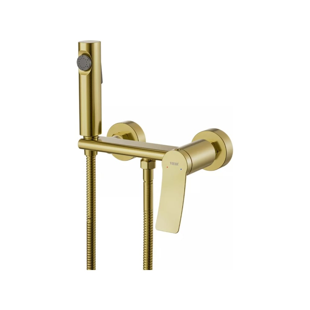 Изображение товара Однорычажный смеситель для душа и биде ViEiR матовое золото V483051-S