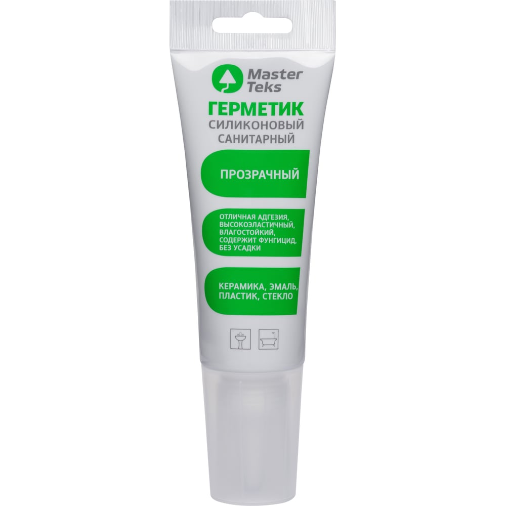 Изображение товара Силиконовый санитарный герметик MASTERTEKS Profimaster, 40 мл, прозрачный 279686 Изображение товара Силиконовый санитарный герметик MASTERTEKS Profimaster, 40 мл, прозрачный 279686
