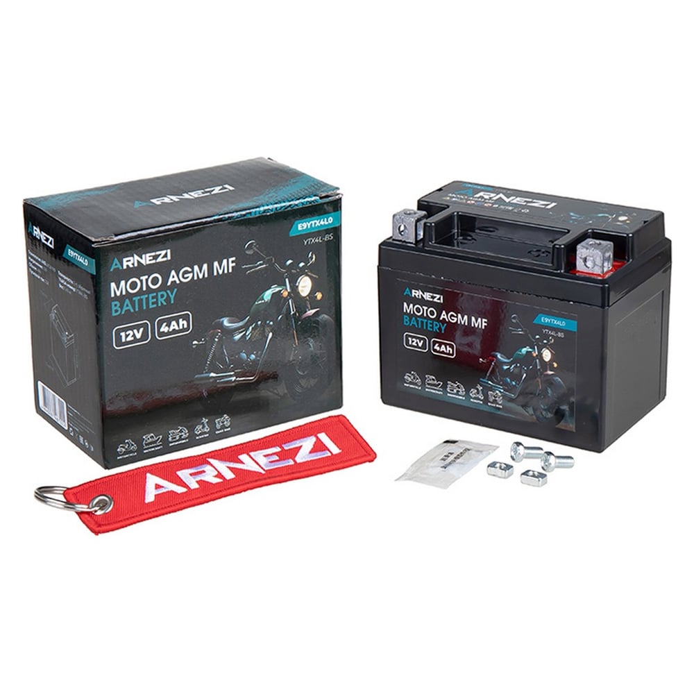 Изображение товара Аккумулятор мото AGM 4 А/ч обратный R+ Arnezi E9YTX4L0