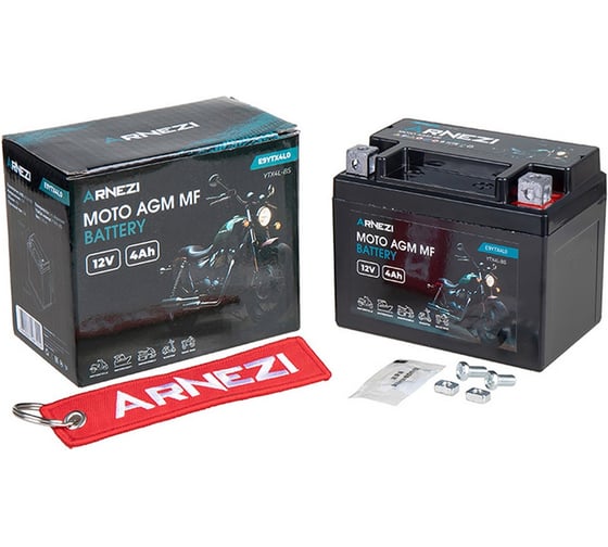 Изображение товара Аккумулятор  мото AGM 4 А/ч обратный R+ 114x71x85 EN 50 А Arnezi E9YTX4L0