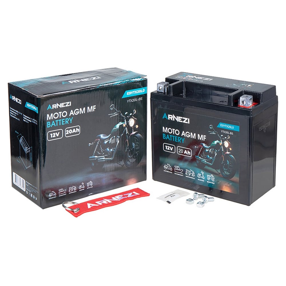 Изображение товара Аккумулятор мото AGM 20 А/ч обратный R+ Arnezi E9YTX20L0