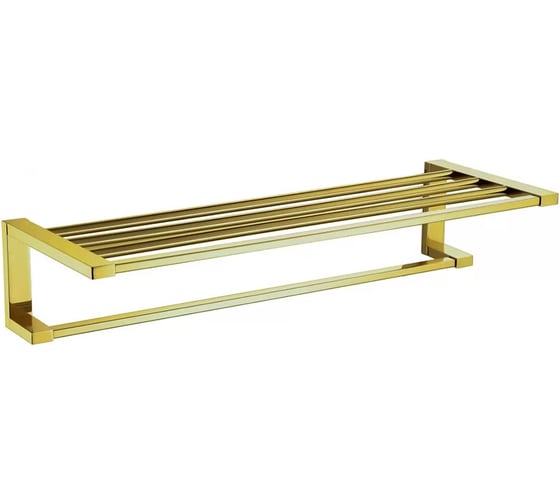 Изображение товара Полотенцедержатель с полкой ViEir настенный, нержавеющая сталь, матовое золото, для ванной комнаты, V5020-S