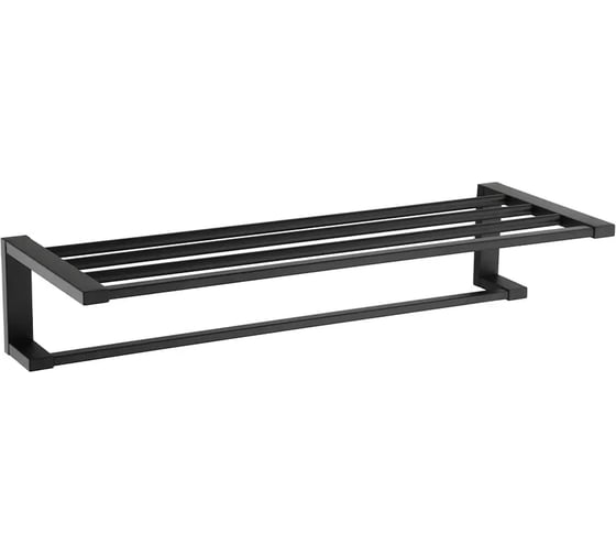 Изображение товара Полотенцедержатель с полкой ViEir настенный, нержавеющая сталь, черный, для ванной комнаты, V5020-C