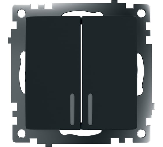 Изображение товара 2-клавишный выключатель STEKKER c индикатором механизм, 10А, Катрин, GLS10-7102-05, черный 39607