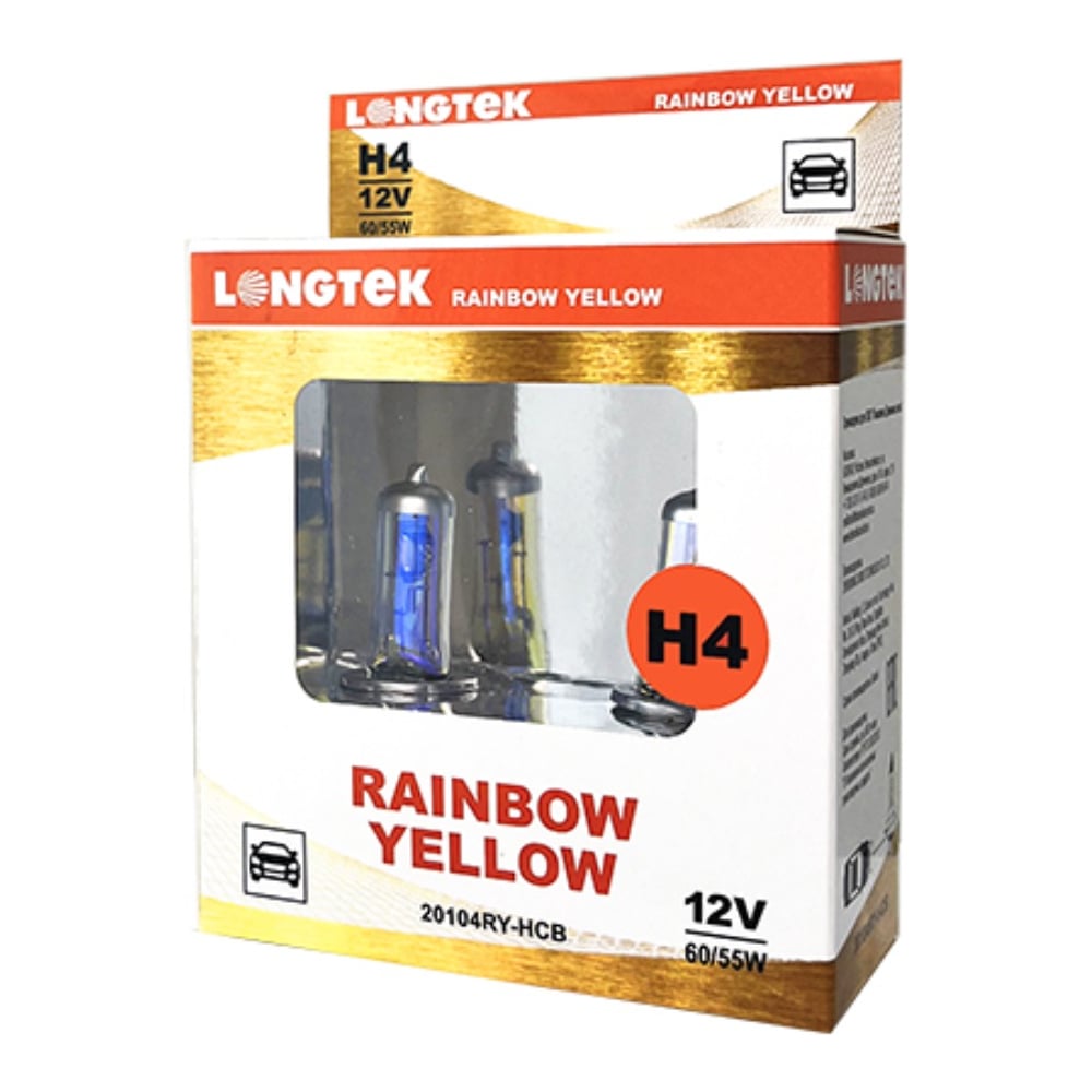 Изображение товара Автолампа галогенная H4 12V 60/55W P43t желтая LONGTEK