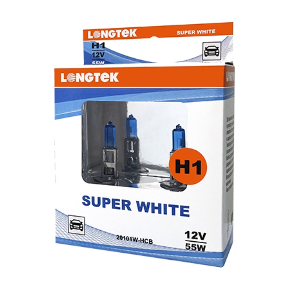 Изображение товара Автолампа галогенная H1 12V 55W P14,5s Super White LONGTEK 2 шт