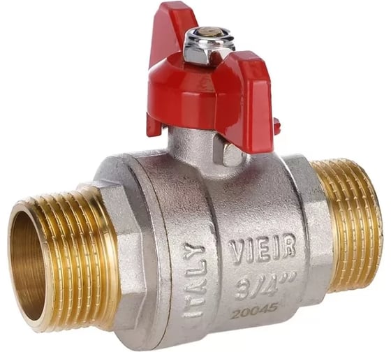 Изображение товара Кран шаровой ViEir никелированный 1/2 наружная х наружная резьба бабочка для водопровода VR105-03