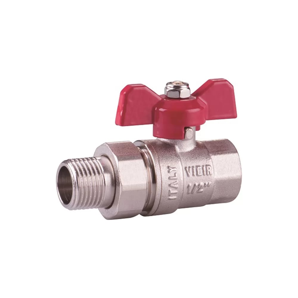 Изображение товара Кран шаровой ViEir никелированный с американкой 1/2 бабочка