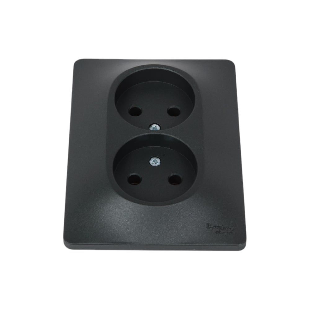 Изображение товара Розетка Systeme Electric Glossa Антрацит 2-ая бз, 16А, в сборе, IP20