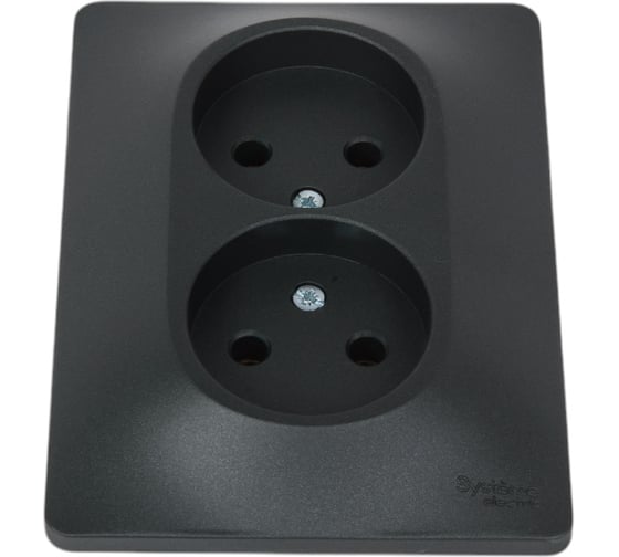 Изображение товара Розетка Systeme Electric Glossa Антрацит 2-ая б/з, 16А в сборе SE GSL000720