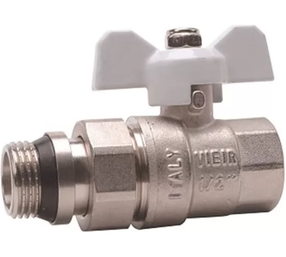 Изображение товара Кран шаровой ViEir никелированный с американкой и конусной прокладкой 3/4 бабочка для систем водоснабжения VR204-02A