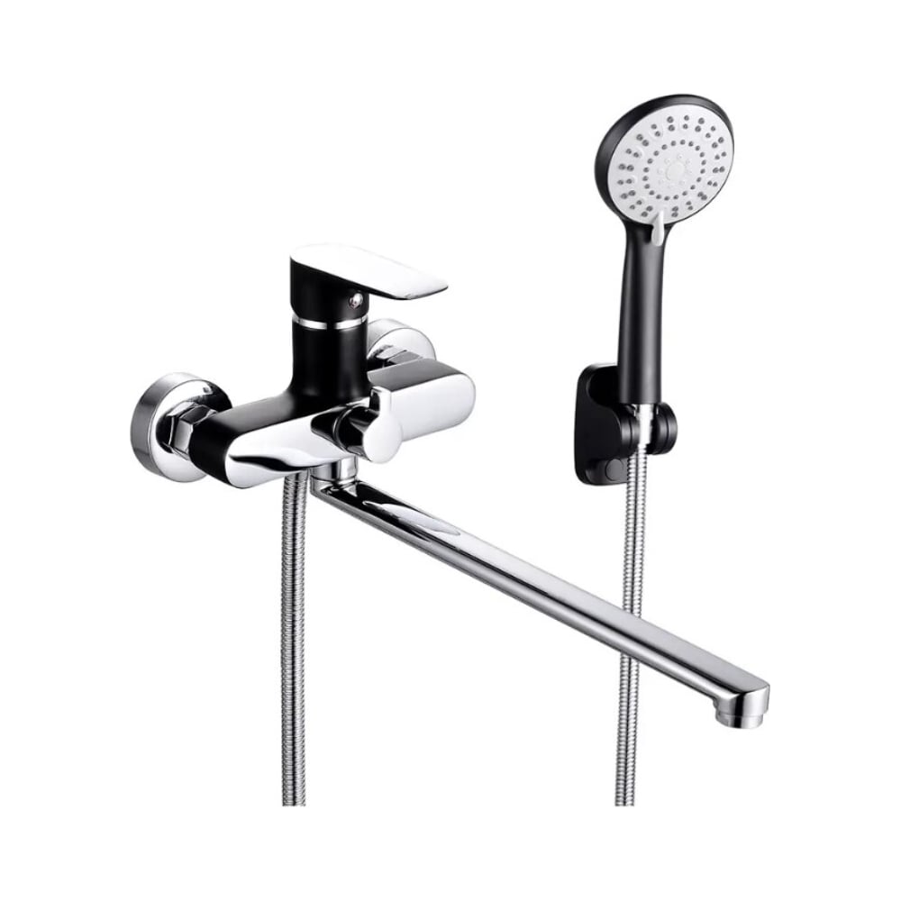 Изображение товара Однорычажный смеситель для ванны ViEiR с длинным изливом черный хром модель V263541-C