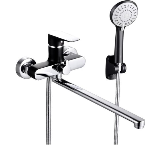 Изображение товара Смеситель однорычажный для ванны ViEiR с длинным изливом, черный/хром V263541-C