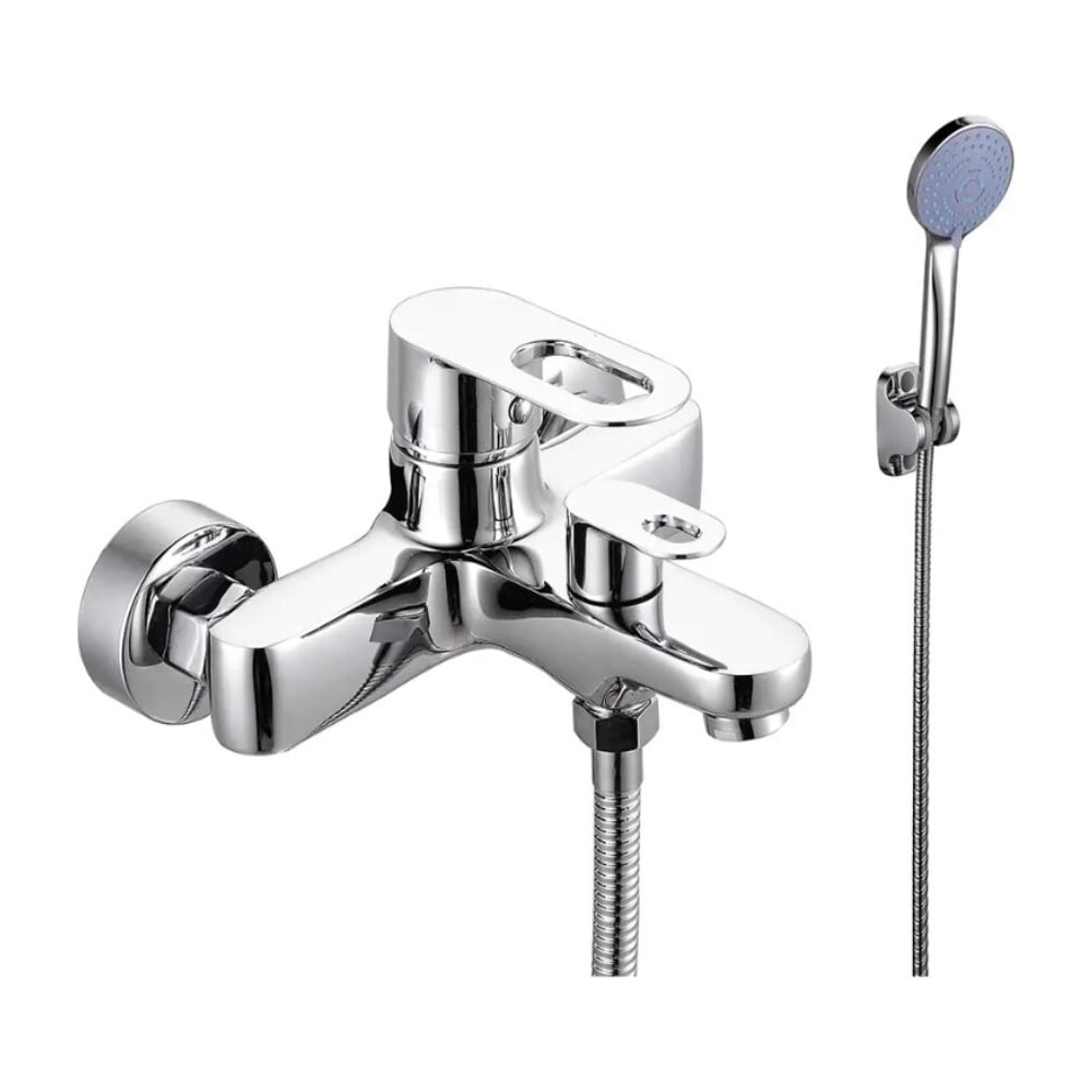 Изображение товара Однорычажный смеситель для ванны ViEiR V243531 хром с коротким изливом и лейкой