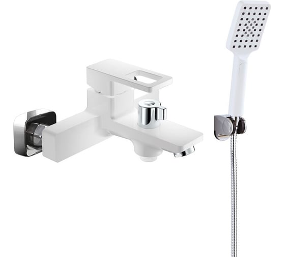 Изображение товара Смеситель однорычажный для ванны ViEiR, короткий излив, латунь, настенный монтаж, белый V353531-F