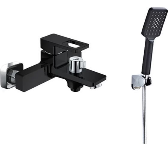 Изображение товара Смеситель однорычажный для ванны ViEiR, короткий излив, латунь, настенный монтаж, черный матовый V353531-C