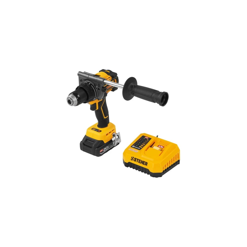 Изображение товара Бесщеточная дрель-шуруповерт STEHER 20 В, 165 Н·м с 1 АКБ