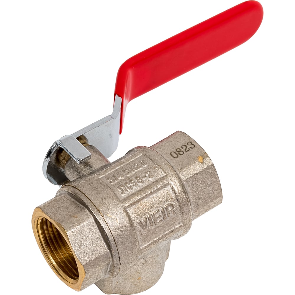 Изображение товара Трехходовой кран ViEir 3/4 резьбовой латунь никелированная, 120°C, 16 бар