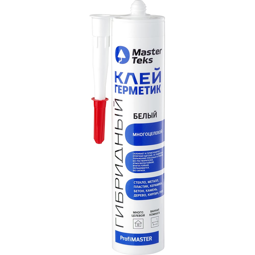 Изображение товара Гибридный герметик Masterteks Profimaster 290 мл белый универсальный для камня металла и дерева